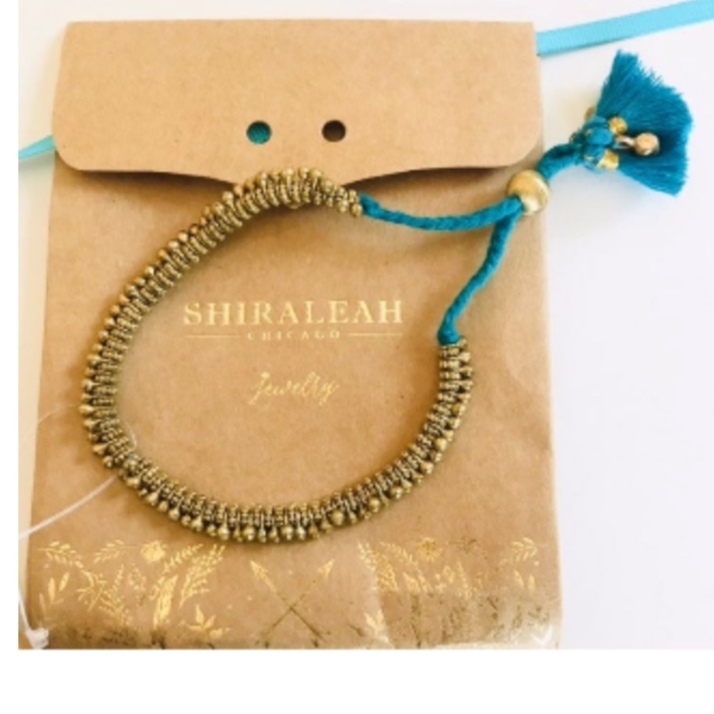 NWT Anthropologie Shiraleah Kali Beaded Bracelet Gold & Turquoise